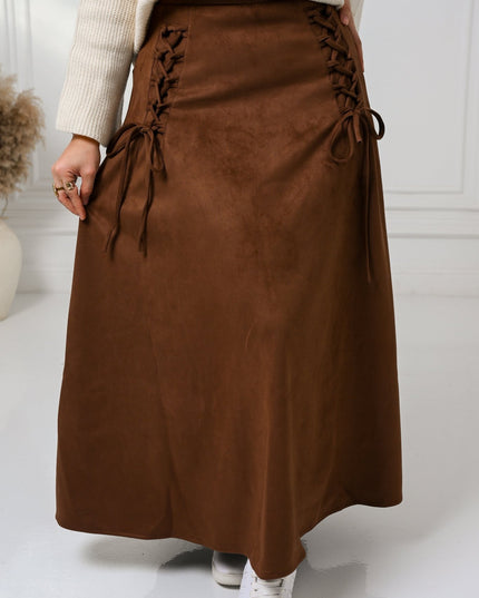 Brown Velvet Grace Skirt - ATHWAB
