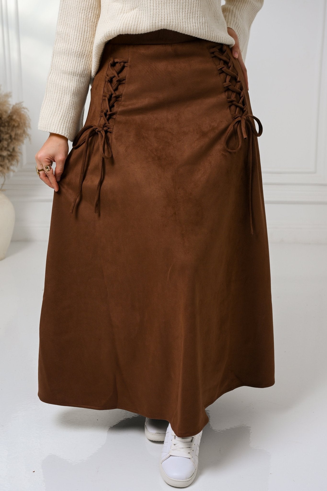 Brown Velvet Grace Skirt - ATHWAB