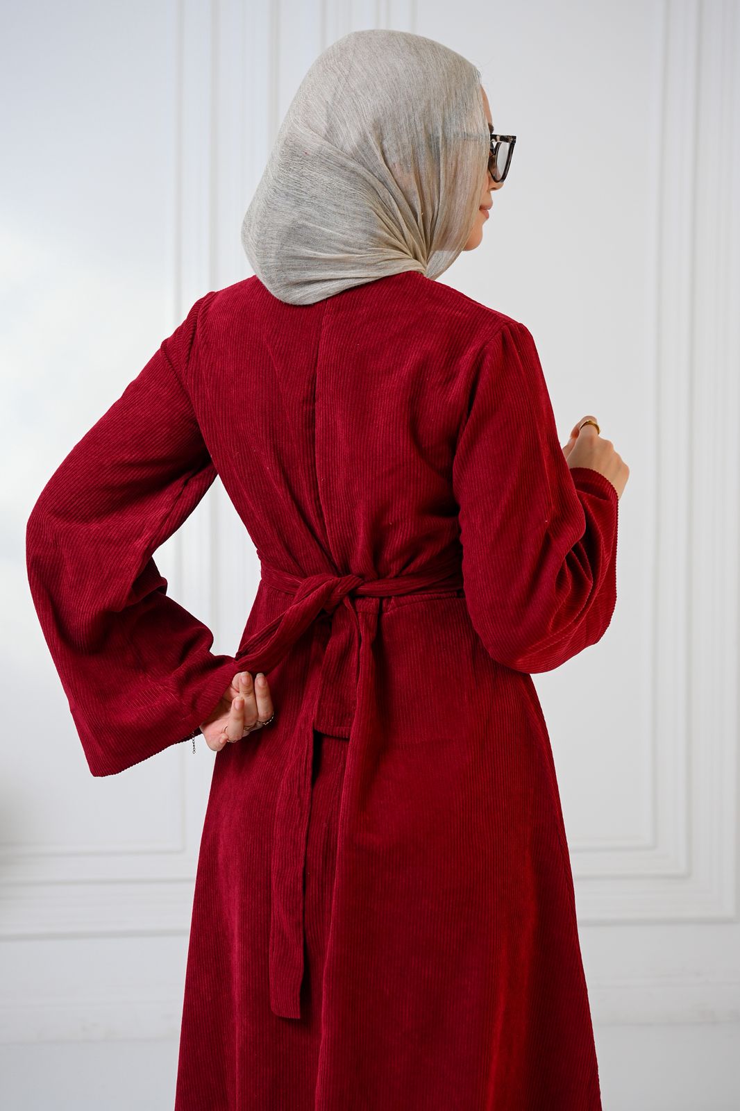 Burgundy Velvet Charm Dress - ATHWAB