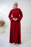 Burgundy Velvet Charm Dress - ATHWAB