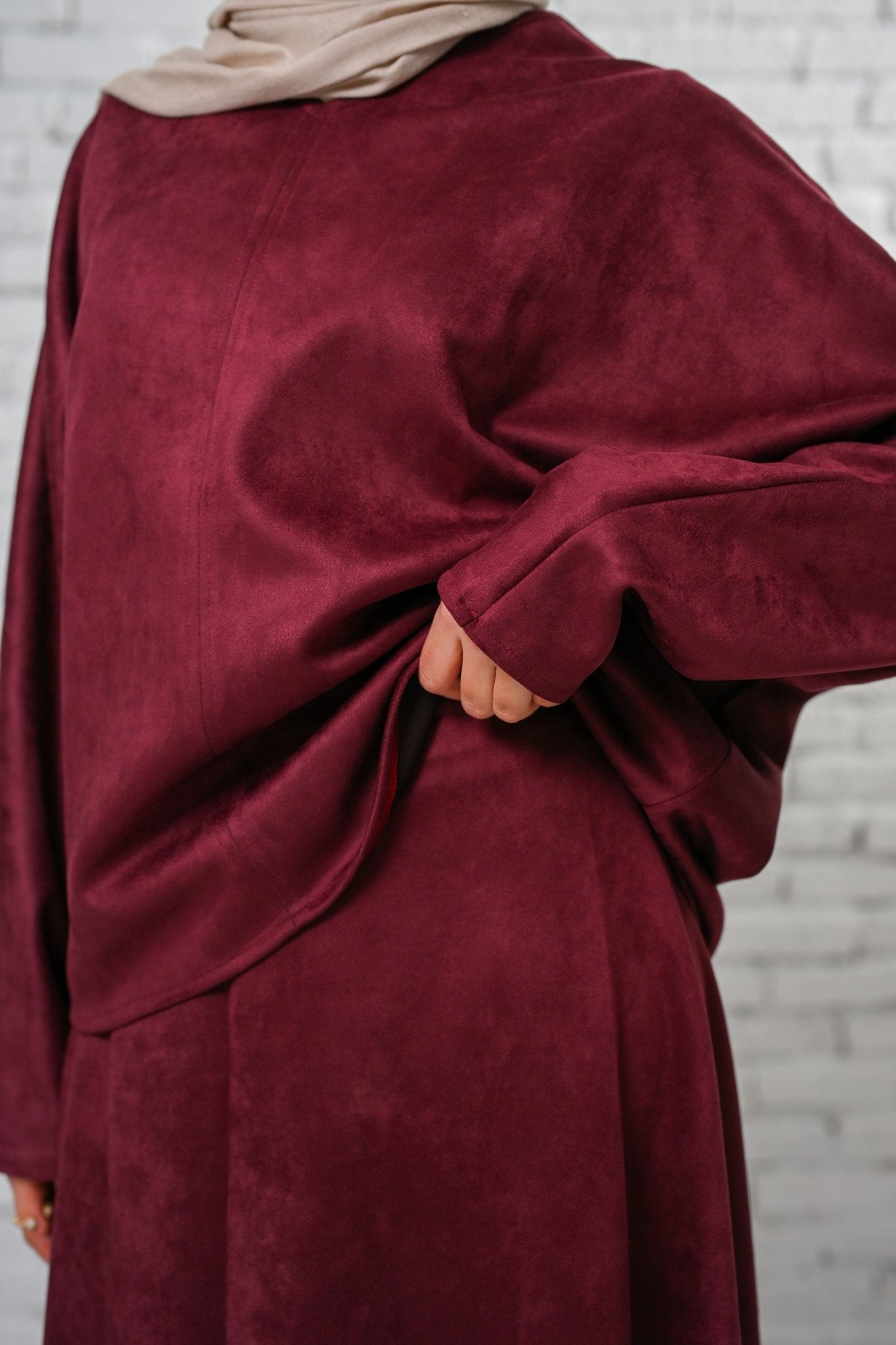 Burgundy Velvet Grace Set - ATHWAB