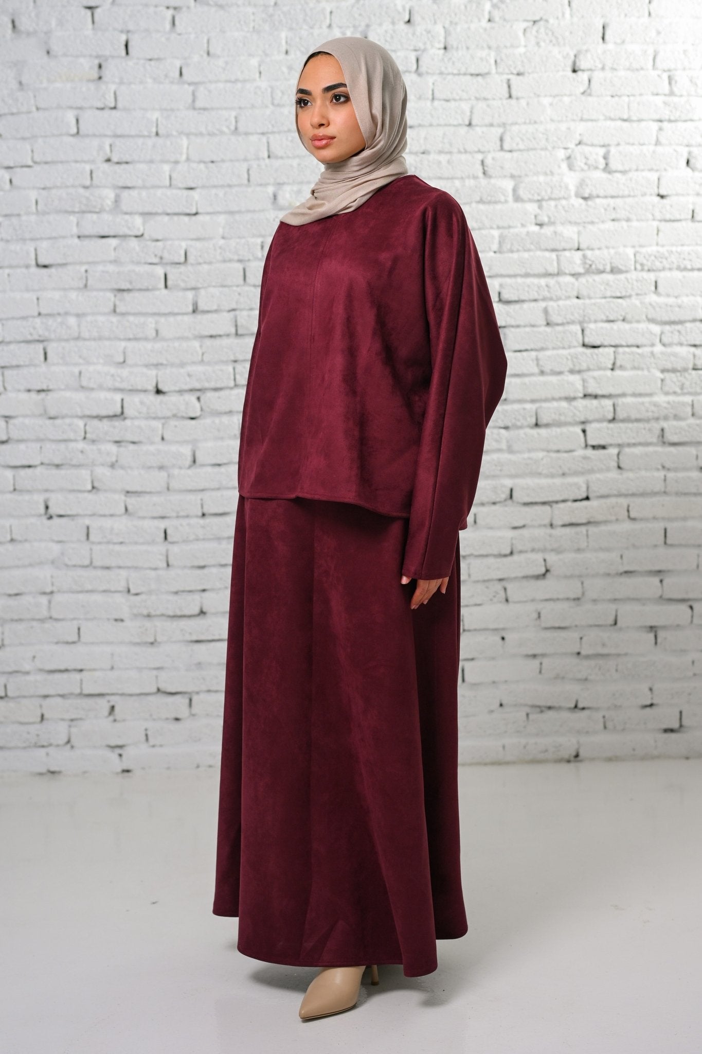 Burgundy Velvet Grace Set - ATHWAB