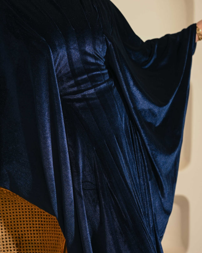 Dark Blue Noor Velvet Abaya - ATHWAB