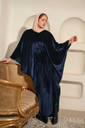 Dark Blue Noor Velvet Abaya - ATHWAB