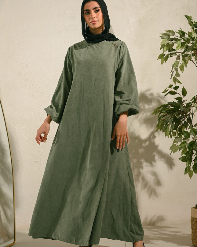 Olive Green Sukoon Abaya - ATHWAB