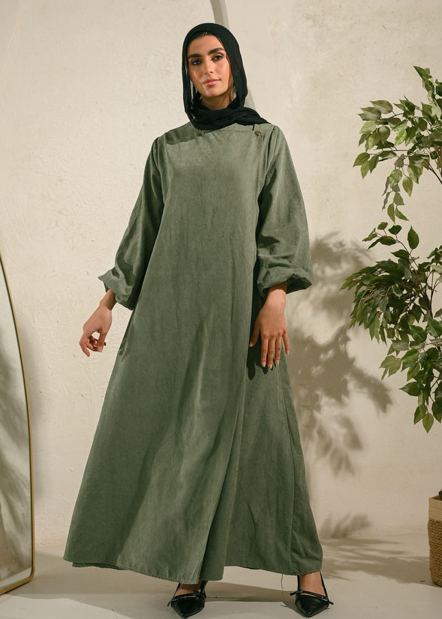 Olive Green Sukoon Abaya - ATHWAB