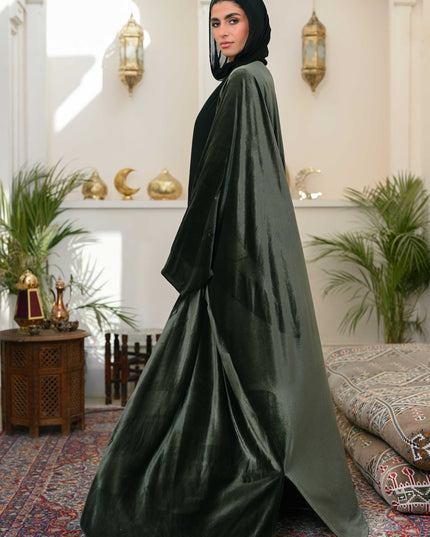 Olive Layali Velvet Abaya - ATHWAB