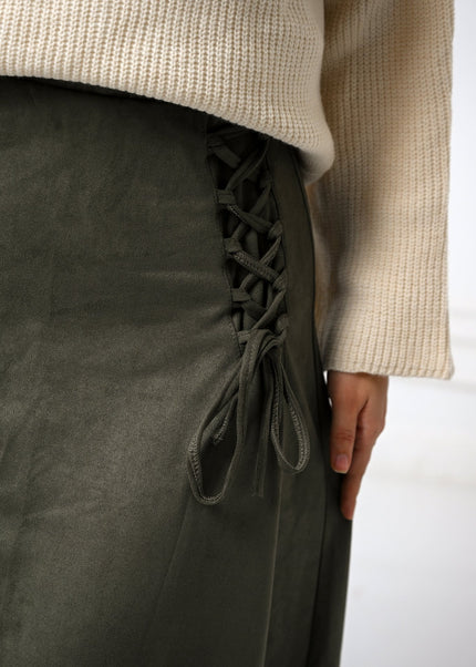 Olive Velvet Grace Skirt - ATHWAB