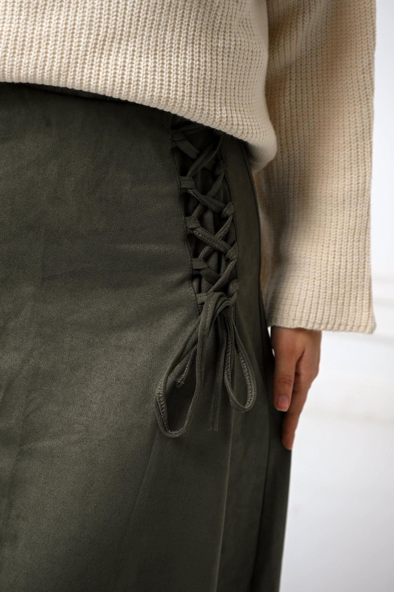 Olive Velvet Grace Skirt - ATHWAB