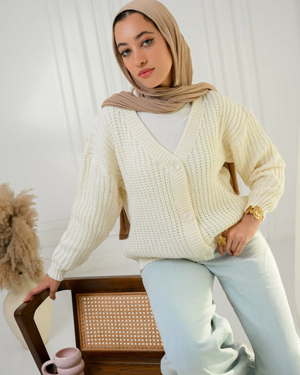 White Golden Ease Cardigan - ATHWAB