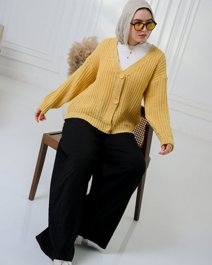 Yellow Golden Ease Cardigan - ATHWAB