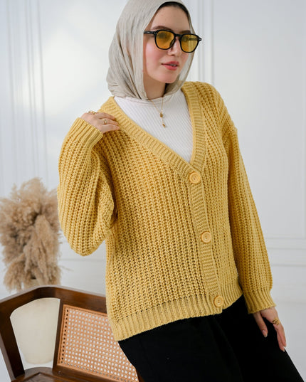 Yellow Golden Ease Cardigan - ATHWAB