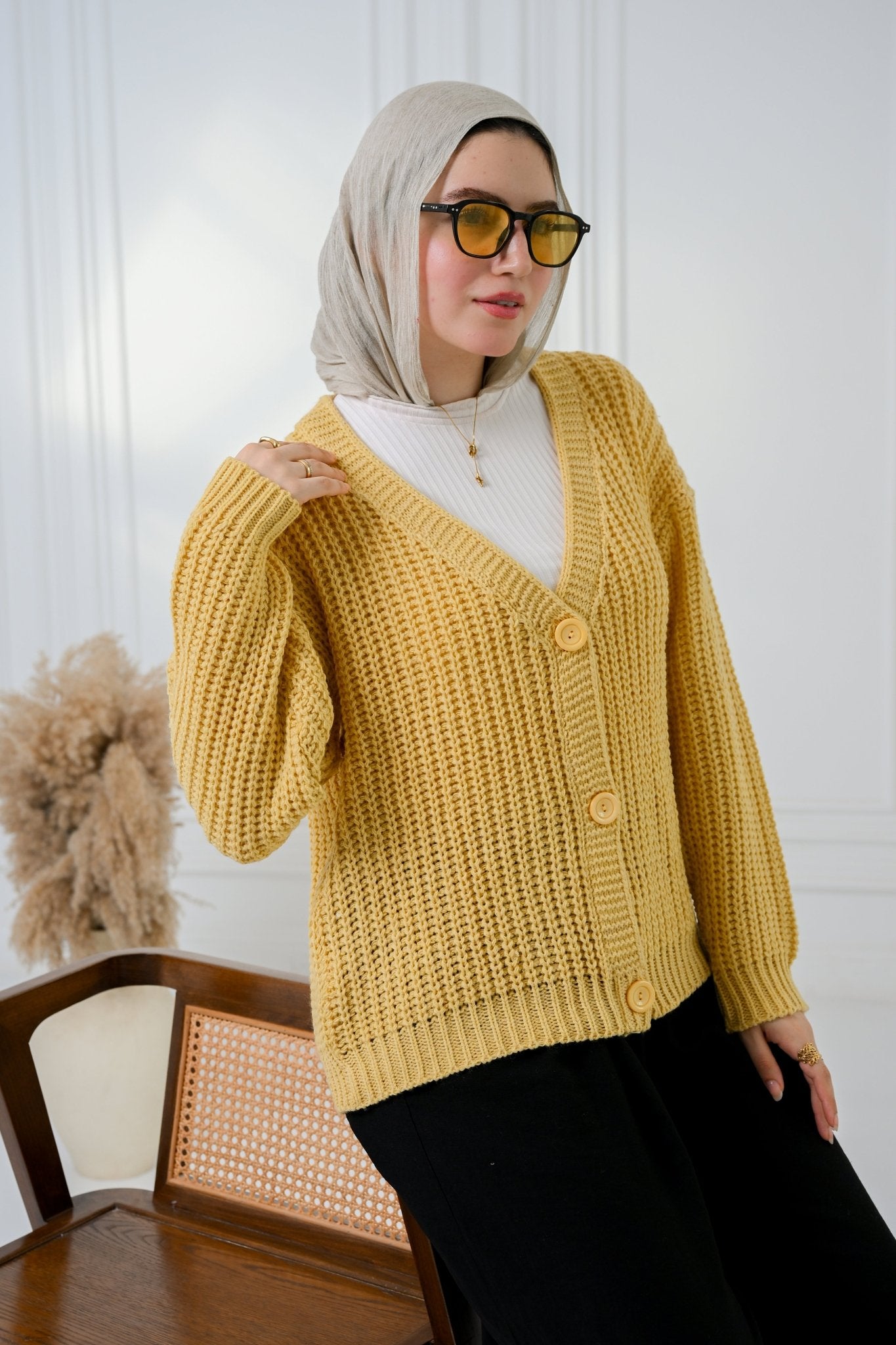 Yellow Golden Ease Cardigan - ATHWAB