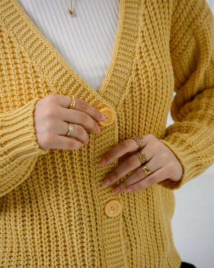 Yellow Golden Ease Cardigan - ATHWAB
